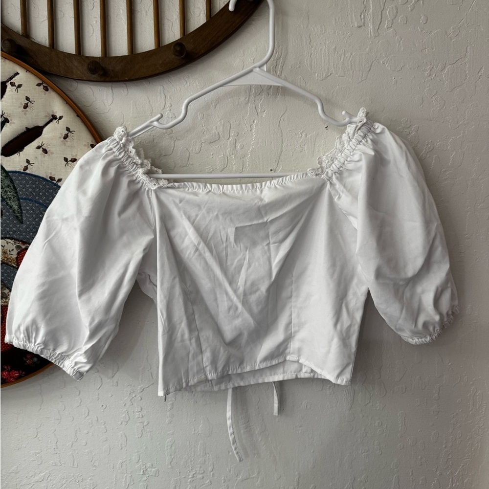 Daisy Street Urban Outfitter Puff Sleeve Crop Top Boho XS - Picture 6 of 6